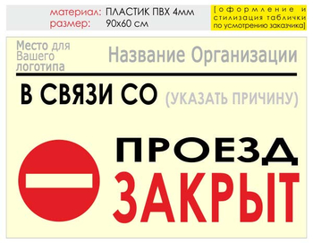 Информационный щит "проезд закрыт" (пластик, 90х60 см) t11 - Охрана труда на строительных площадках - Информационные щиты - Магазин охраны труда ohranatruda-shop.ru